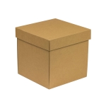 Dárková krabička s víkem 200x200x200/40 mm, hnědá - kraftová