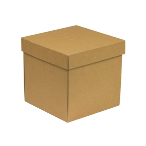 Dárková krabička s víkem 200x200x200/40 mm, hnědá - kraftová
