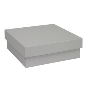Dárková krabička s víkem 200x200x70/35 mm, šedá matná