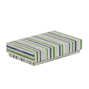 Dárková krabička s víkem 250x150x50/40 mm, VZOR - PRUHY zelená/modrá Dárková krabička s víkem 250x150x50/40 mm, VZOR - PRUHY zelená/modrá