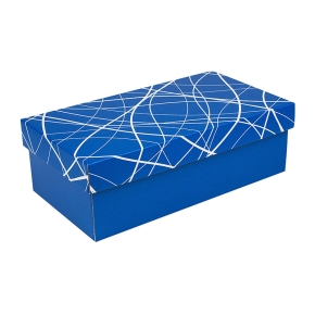 Dárková krabička s víkem 250x170x110/35, modrá se vzorem matná