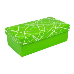 Dárková krabička s víkem 310x160x100/35, zelená se vzorem matná