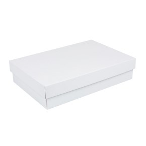 Dárková krabička s víkem 330x220x70/35 mm, bílo-bílá