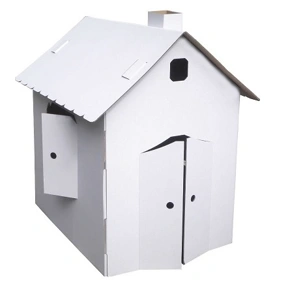 Kartonový domeček z pětivrstvé vlnité lepenky, 920x630x950 mm, bílý