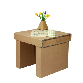 Kartonový konferenční stůl, 700x700x620 mm, hnědý