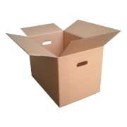 Klopová stěhovací krabice 585x385x300, s vyseknutými otvory pro ruce