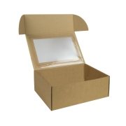 Krabice na cukroví s průhledným okénkem 250x180x95 mm, hnědá-kraft