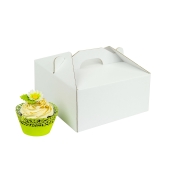 Odnosná krabička na 4 muffiny/cupcakes bílá s vložkou