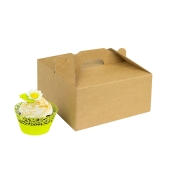 Odnosná krabička na 4 muffiny/cupcakes s vložkou, hnědá - kraft