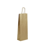 Papírová taška 140x80x390 mm na láhev-lesklá, kroucené papírové ucho Papírová taška 140x80x390 mm na láhev-lesklá, kroucené papírové ucho