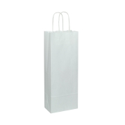 Papírová taška 150x80x400 mm bílá na láhev, kroucené papírové ucho