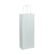 Papírová taška 150x80x400 mm bílá na láhev, kroucené papírové ucho Papírová taška 150x80x400 mm bílá na láhev, kroucené papírové ucho
