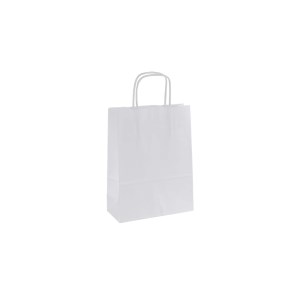 Papírová taška s krouceným uchem 140x80x210 mm, bílá