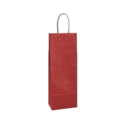 Papírová taška s krouceným uchem na víno 140x80x390 mm, červená