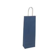 Papírová taška s krouceným uchem na víno 140x80x390 mm, modrá