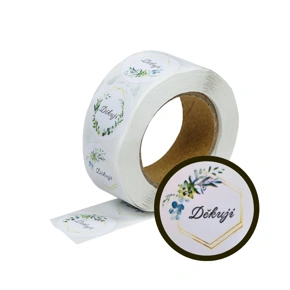 Papírové samolepky - Děkuji, průměr 25 mm, 500 ks