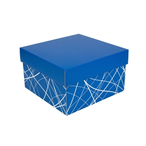 Úložná krabice s víkem 250x250x150 mm, modrá, dno se vzorem