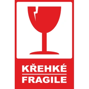 Výstražná papírová samolepicí etiketa KŘEHKÉ/FRAGILE 80x120, 500 ks