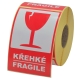 Výstražná papírová samolepicí etiketa KŘEHKÉ/FRAGILE 80x120, 500 ks