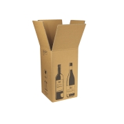 Zásilková krabice na 4 láhve vína 212x204x368 mm, hnědá